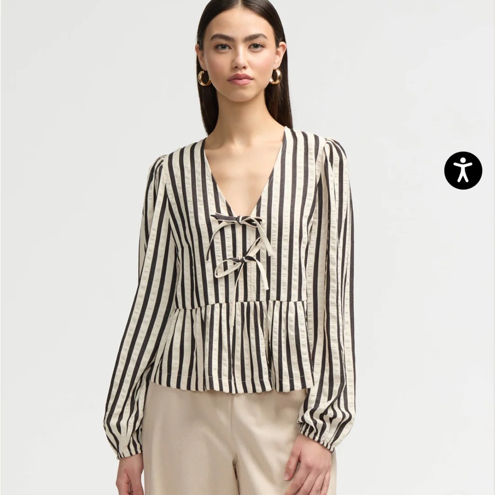 NVLT Black and White Striped Blouse